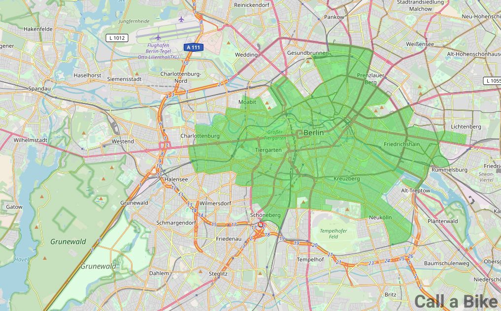 Call a Bike Geschäftsgebiet Berlin Geschäftsgebiet Call a Bike in Berlin