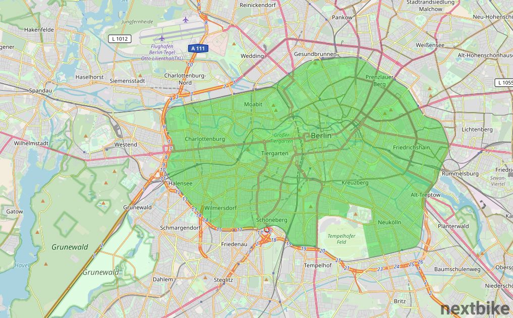 nextbike Geschäftsgebiet Berlin Geschäftsgebiet nextbike in Berlin